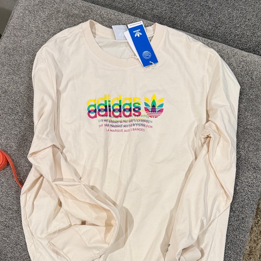 Adidas Cream Shirt with Multicolor Logo